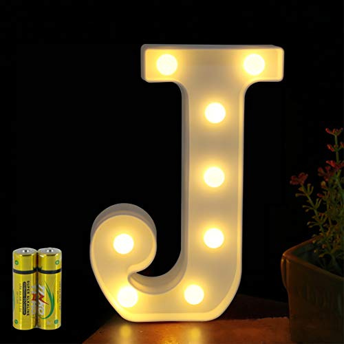 HONPHIER® Buchstaben Lichter Alphabet Lampe LED Brief Beleuchtung Buchstabe Licht Beleuchtete Buchstaben Nachtlichter Dekoration für Geburtstag Party Hochzeit Kinderzimmer (J)