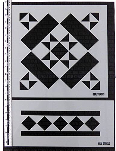 Chelsea Viktorianisch Fliese Schablone und Gratis Bordüre - Malen für Kunst Handwerk Dekorieren - Wiederverwendbare Hergestellt aus Waschbar Plastik - Farbe Design auf Wände, Stoff, Möbel