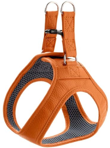 Hunter Hilo Hundegeschirr mit Leder, für kleine Hunde Farbe orange, Größe XXS-XS