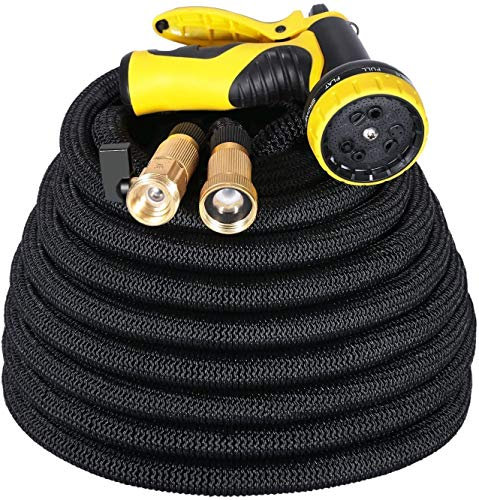 SSCYHT Erweiterbarer Gartenschlauch, 25/50/75/100 Fuß Stärkster Flexibler Wasserschlauch, 9 Funktionen Sprühgerät mit doppeltem Latexkern zum Gießen und Waschen,50ft(15m)