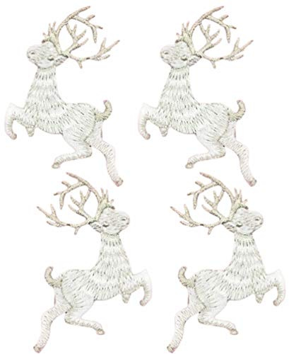 EXCEART 4Pcs Weihnachten Rentier Patches Eisen auf Patches Gestickt Nähen auf Patches Applikationen für Hut Kleidung Rucksäcke Jeans T-Shirt