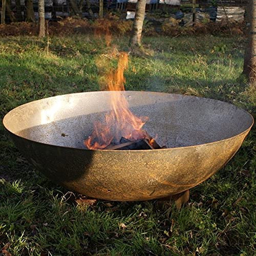 Round Wood Mild Steel Bowl Fire Pit - 500mm Diameter x 145mm High