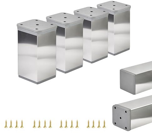 ALUSFERA Möbelfüße Verstellbar – 4er Set – Schrankfüsse mit Elegantes Design – Füße für Möbel 40 x 40 x 80 mm Einfache Montage mit Komplettem Schraubenset