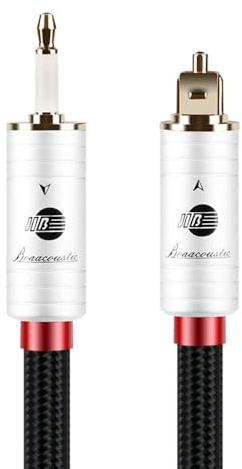 BOAACOUSTIC JIB Câble Optique Toslink vers Mini Toslink 3.5 (Non AUX) Câble Audio Optique Numérique SPDIF Plaqué Or pour Haut-parleur, Smart-TV, Chromecast Audio, DAC (5m)