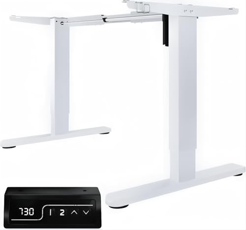 Flamaker Scrivania Regolabile in Altezza da 73 cm a 122 cm con Tasti di Memoria e Funzione di Protezione Contro le Collisioni, Bianco