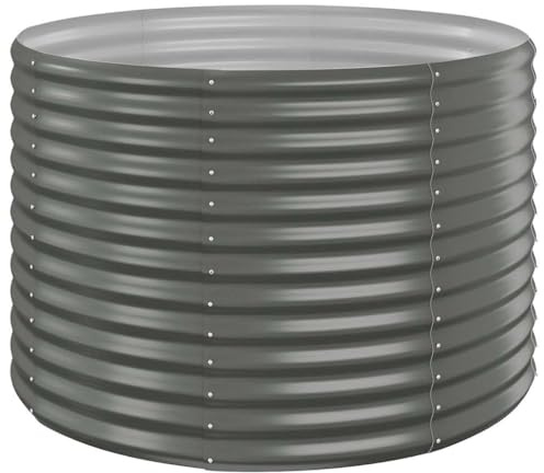 vidaXL Hochbeet, Wetterfestes Hochbeet für Garten Balkon Terrasse, Kräuterhochbeet zum Selber Bauen, Pflanzkasten aus Metall, Verzinkter Stahl Grau