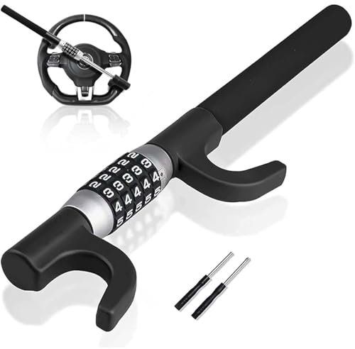Steering Wheel Lock,Car Digit Combination Keyless Lock,Car Anti-Theft Device Security Device,Universal Fit for Cars,Trucks,Vans(Black)