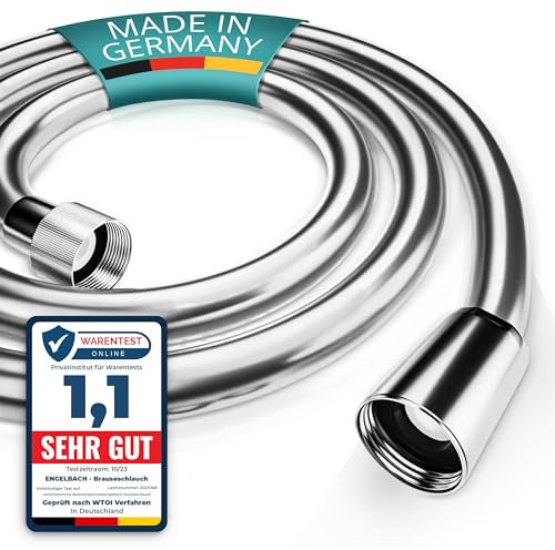 Engelbach® Tubo doccia flessibile 2m in plastica - Con attacco standard - Flessibile e testato per l'acqua potabile - Made in Germany