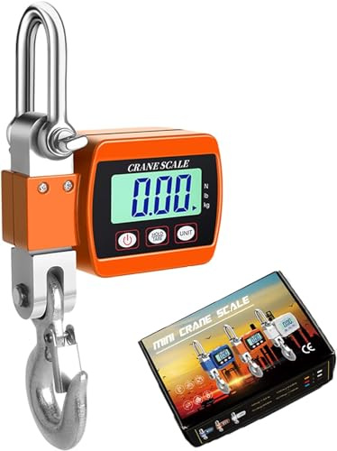 Balance de grue numérique, balance électronique suspendue 500 kg 1100 lb, balance suspendue industrielle avec capteur précis, mini balances LCD portable avec crochet pour usine de ferme de chasse