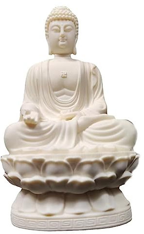 Oarehol 20 cm Amitabha-Buddha-Statue – Zen-Dekor, weißer Buddha sitzt auf Lotus, Feng Shui Geschenk, Meditationsfigur für Home Office