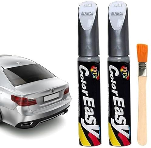 KARELLS Auto Lackstift Lackreparaturstift, 2 Stück Auto Reparatur Lack Auto Pinsel, Lackstift Auto, Auto Kratzer Reparatur Stift, Lack Reparatur, Auto Lackstift, für Autos Reparaturwerkzeug, Silber
