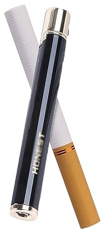 OLELY Mini-Zigarettenanzünder, tragbar, kann in EIN Zigarettenetui gesteckt Werden, Butan nachfüllbarer Feueranzünder mit Ersatz-Feuersteinen, Geschenke for Männer, Frauen, Damen (Color : Schwarz)