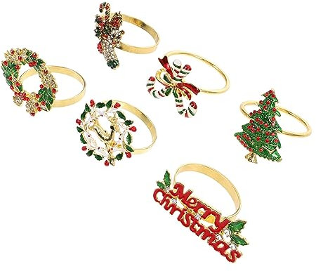 BRIGHTFUFU 6St Weihnachtsringe aus Gewebe weihnachtsdekoration Tisch Christmas Decorations Table Wohnkultur Serviettenhalter Serviettendekore Weihnachtsserviettenringe Diamant schmücken