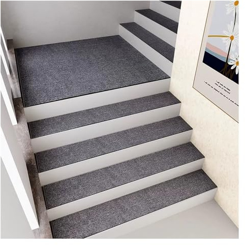 Stufenmatten Außen Innen Rutschfest Treppenstufen Matten,Anti-Rutsch Teppich Treppen Treppenstufen für Holzstufen,Weich Treppenteppich Selbstklebend,Waschbarer Treppenschoner Stufenschutz Rechteckig (