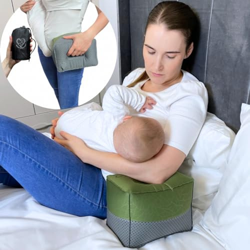 Breast Intentions ® Cuscino portatile per allattamento al seno, supporto gonfiabile per braccia per allattamento e allattamento, altezza e fermezza regolabili, blocco di supporto per l'alimentazione +