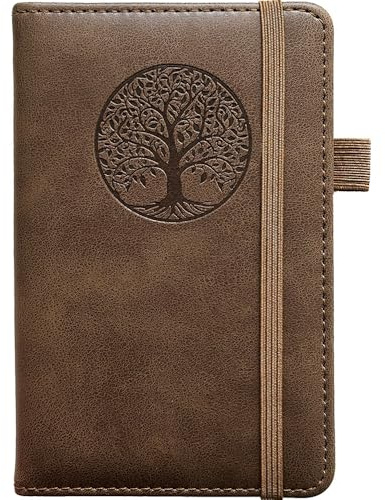 BIYUNRO Small Pocket Notebook, Leather Journal Mini (Wood)
