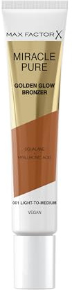 Max Factor Miracle Pure Golden Glow Bronzer, Light to Medium, Terra in Crema, Formula Cremosa e Vegana, Squalane & Acido Ialuronico, 15ml