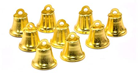 Wisafory 20 Stück Vintage Glöckchen Jingle Bells Deko Glocke Kuhglocke Anhänger zum Basteln Hängende Glöckchen Mini Glocke für Weihnachten Windspiele Hunde Einbruchstraining Gold 22mm
