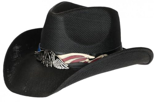 Nyls Création Cowboyhut aus Stroh Country USA Qualität Prestige Ballad – Einheitsgröße – Schwarz