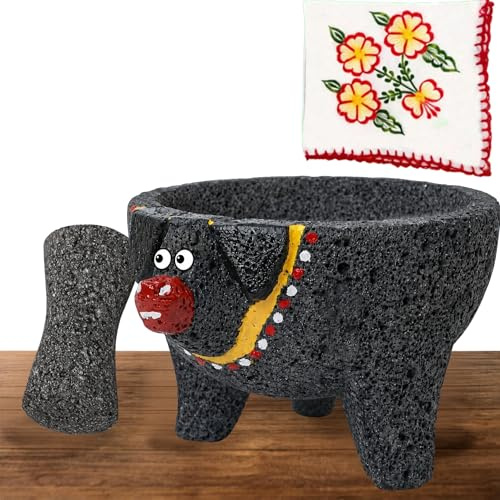 Pig Molcajete Mexicano Pierre volcanique faite à la main | Bol mexicain en molcajete de lave | Mortier et pilon molcajete | Molcajete de Piedra Volcanica Molcajete Volcanic Rock Guacamole Maker