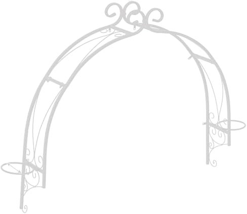 Gartenbogen Rankhilfe Rosenbogen Mit 2 Pflanzringen, 100 cm Breiter Metall Torbogen Spalier Für Kletterpflanze Efeu-Weinrebe Clematis(White)