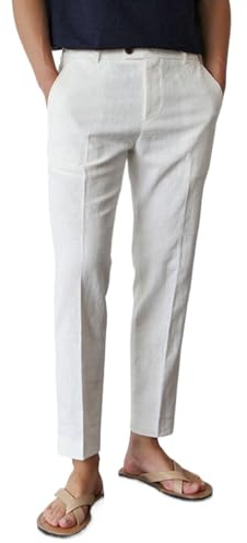 GINGTTO Pantalones Chinos Hombre Slim Fit Pantalon Chino Stretch Verano Ligeros Playa Verano Blanco 30/30