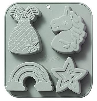 4 Cavity Unicorns Fondant Cake Decorating Silicone Mold Chocolate Mould Candy Ice Cream Mold Baking Tool