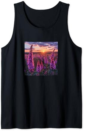 Anise Hyssop Flower Field Beautiful Sunset Graphic Tank Top