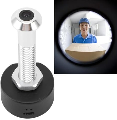 Dpofirs Cámara de Mirilla de Puerta, Cámara con Orificio para Ojo de Puerta WiFi HD 1080P con Lente Gran Angular de 170 Grados, Visión Nocturna, Cámara IP con Orificio para Ojo (Silver)
