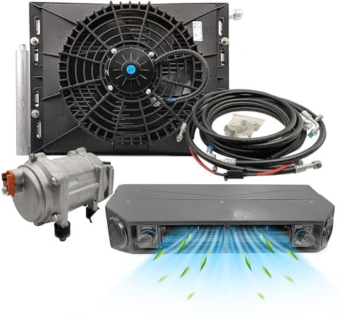 Aspligo Elektrische Klimaanlage 12 V Unter-Armaturenbrett-Klimatisierungs-Kit 12 Volt Universal-Auto-Klimaanlage Geeignet für Van, Auto, Wohnmobil, LKW, Boot, Bus (nur Kühlung)