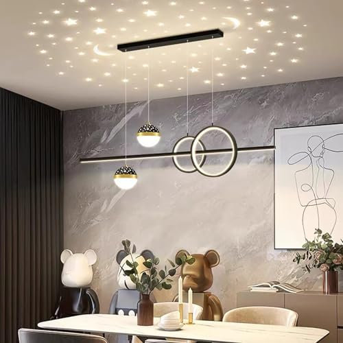 Bellastein Lampe à suspension LED moderne salle à manger, cuisine, bureau, restaurant, salon, atelier, îlot de cuisine, éclairage intérieur, suspensions d'intérieur, linéaire, noir, 120cm