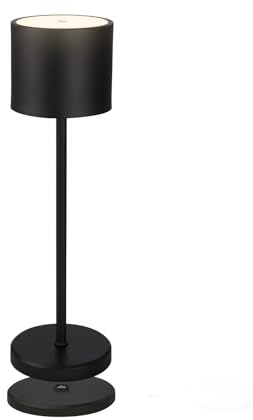 BRILONER - LED Tischlampe kabellos IP44 mit Ladestation, dimmbar in Stufen, Akku & Lichtquelle tauschbar, Nachttischlampe, Dekolampe, LED Lampe, Akku Tischleuchte, Wohnzimmer, 39,5x12,5 cm, Schwarz