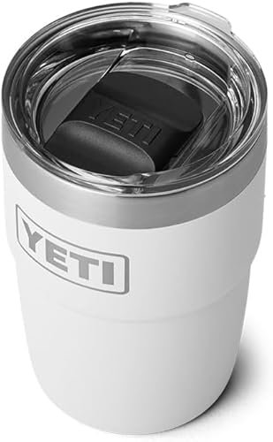 YETI Rambler Cup, Vacuum Insulated Stainless Steel Stackable Cup with Magslider Lid, White, 8 oz (236 ml)