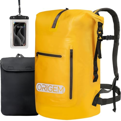 Origem Wasserdichter Rucksack Rolltop 35L/55L/85L, Dry Bag für Kajak | Wasserfester Seesack-Rucksack mit Computereinsatz, für Angeln, Rafting, Tauchen, Boot, Kajak und täglichen Gebrauch