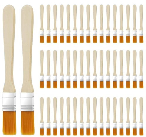 NCCHDZSW 50 pinceles pequeños con mango de madera, 13,5 cm de largo, pincel de pintor, pincel plano, pincel de cerdas para arte, suministros de pintura, bricolaje