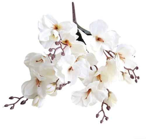 ZYWUOY Realistischer Magnolien- und Gladiolen-Blumenstrauß, 5 Zinken, 20 Köpfe, verleiht jedem Raum Frische (weiß)