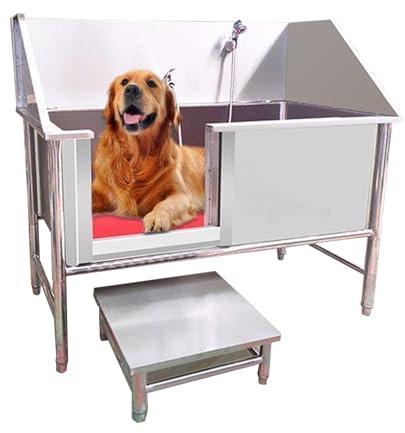 Dog Grooming Tub, Stainless Steel Dog Washing Station for Home Dog Grooming, Professional Dog Grooming Bathtub Station(47in)