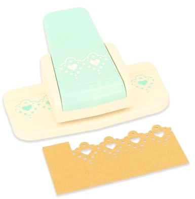 Craftelier - Randstanzer Herz und Punktmuster für Scrapbooking | Druckhebel, Papier Karton Basteln, durchgehendes Randmuster, Stanzgerät für Bastelarbeiten, 15 x 5,02 x 5,02 cm