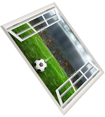 Angoily Fußballstadion Wandaufkleber - 3d Fake Fensteraufkleber - Sportzimmer - Jungen Fußball