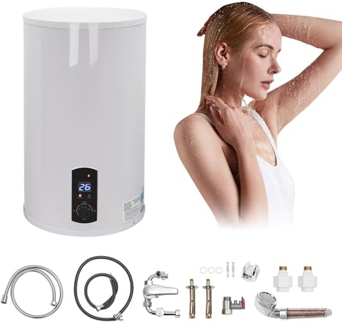 Scaldabagno Elettrico 35/50/60/70 Litri, Boiler Elettrico da Parete 2000W, Max. Temp 75°C, 220V, Verticale, Serbatoio in Acciaio Smaltato, Scaldacqua Elettrico Bagno e Doccia (70 Litri)