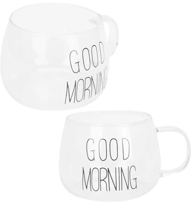 Tazze da 10 once in vetro 2pcs tazze di cappuccino latte con manico, tazza di vetro borosilicata trasparente per bevande da cocktail da tè al latte, latte, bevanda calda, bevande (Etichetta nera)