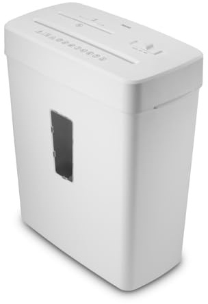 Hama Broyeur de Papier, Destructeur Dechiqueteuse Documents Cartes DVD Agrafes, 5 Feuilles A4, Lames aciers, Securité on/Off Automatique, Fonction Retour, Corbeille 13L, Sécurité P5 T2 E2 O1, Blanc