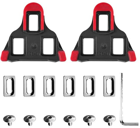 15er Set SPD SL Cleats, Hochwertige Fahrradschuhplatten für Straßen- und Mountainbike, Kompatibel mit SPD SL Pedalen, Schwarz-Rot, Langlebiges Engineering-Kunststoffdesign
