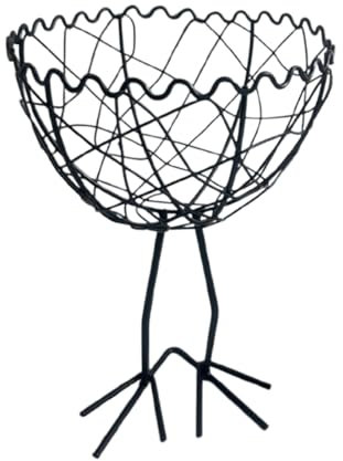Metal Fruit Basket, Egg Basket, Decorative Large Capacity Collecting Holder for Bread Cookie, Easter Dining Farmhouse Decor Kids Adults, 5.91 x 5.91 x 8.27 Inches, Black Iron, 1 Piece