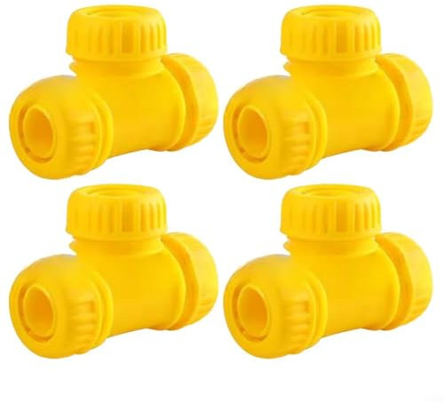 Set di 4 connettori a T per tubo da giardino, splitter multidirezionale, connettore a 3 vie con sgancio rapido per sistema di irrigazione da giardino e prato, diverse opzioni di dimensioni del tubo (1