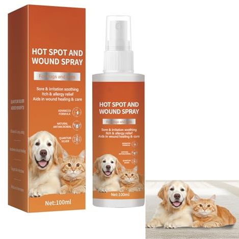 GNAUMORE Pansement Liquide pour Plaies Chien,Spray de Guérison pour Animaux,Gel Soin des Plaies pour Animaux,Vaporisateur Anti-Démangeaison Chien et Chat,Pet Wound and Skincare Spray 100ML