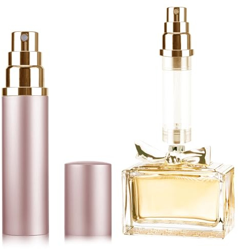 Lammcou Travel Perfume Atomizer, Mini Portable Refillable Perfum Spray Bottle, 5ml Travel Size Perfume Dispenser (Pink, 10ml)