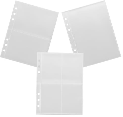 HOMSFOU Clear Card Album Refill Pages Transparent Photo Sleeves with Single Sided Loose Leaf Design Scrapbook Page Protectors for Photos Postcards Id and Gift Cards Storage