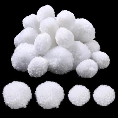 SUNNYCLUE 24 Stück Weiße Pompom Bälle Woll Pompon Bälle 1/1.5{1} cm Flauschig Weich Flauschiges Garn Kunst Und Handwerksdekor Zubehör Für DIY Weihnachts Handarbeitsprojekte Feiertagsparty Hängedekorat