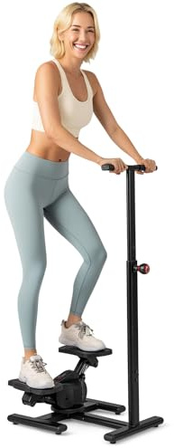 GYMAX Stepper für Zuhause, Twist Stepper mit verstellbarem Lenker, LCD-Monitor & übergroßen Pedalen, Fitnessgerät für effektives Bein/Arm/Butt Training